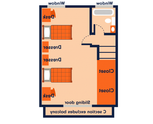 Townhous 1 bedroom level 2 floorplan