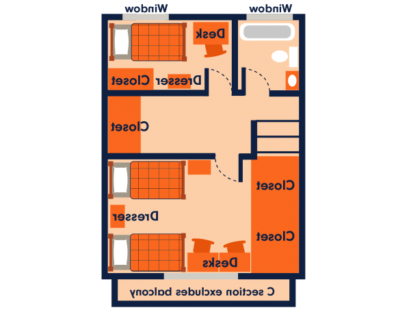 Townhouse 2 bedroom level 2 floorplan